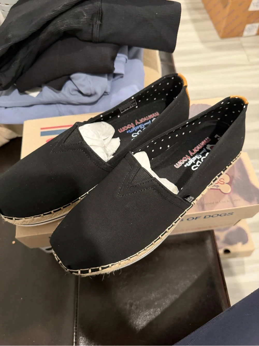 Bobs sketchers Black Slip-On Espadrille Flats
